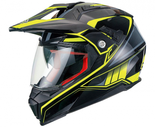 FS 606 Enduro helma se sluneční clonou černo zelená reflexní